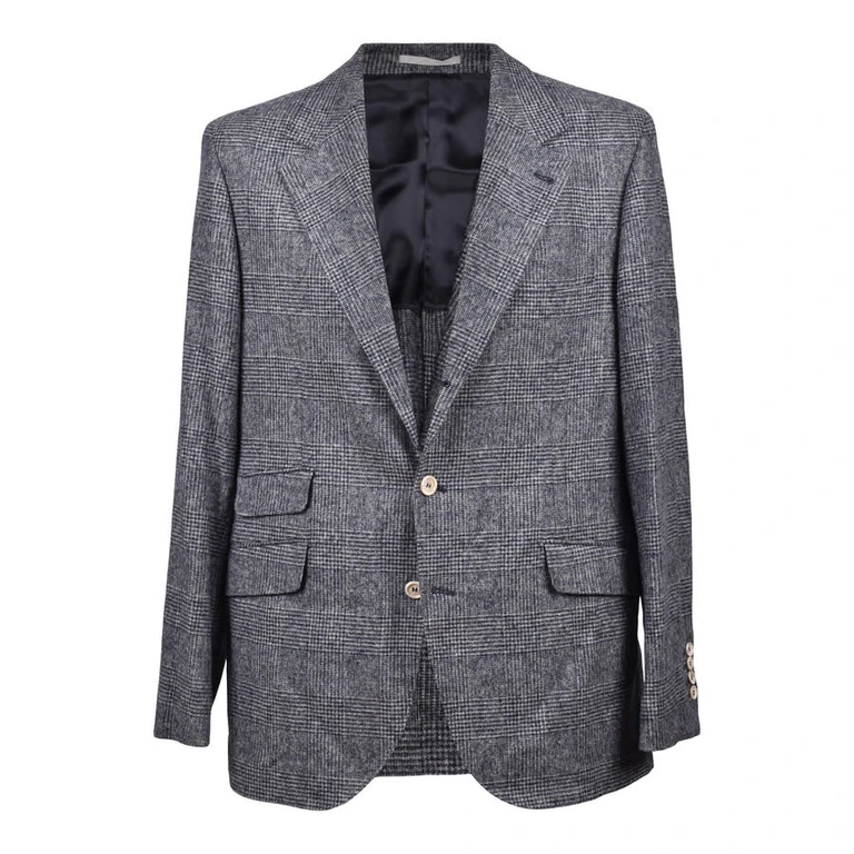 Denim Check Wool Blend Suit