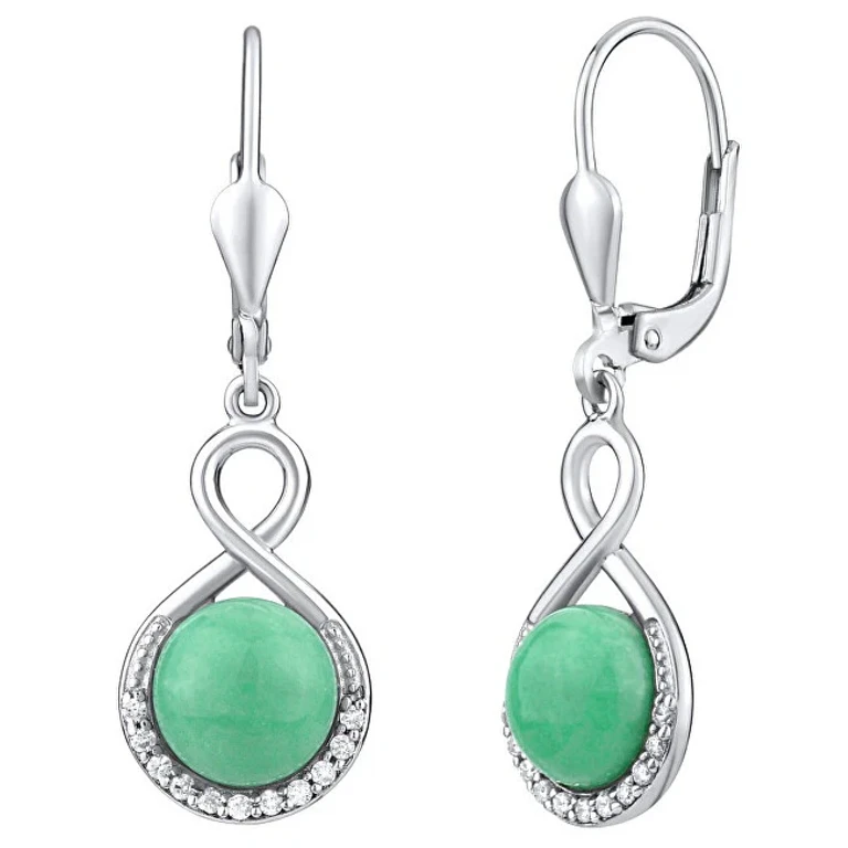 Silver Earrings With Natural Jadeite Jst14710Ja
