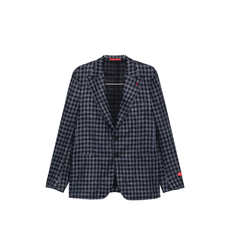 Gingham-check Notched-lapel Blazer
