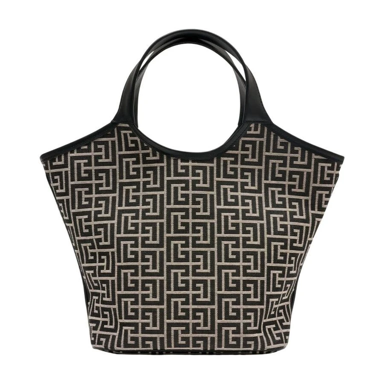 Monogram Jacquard Leather Top Handle Bag â Black