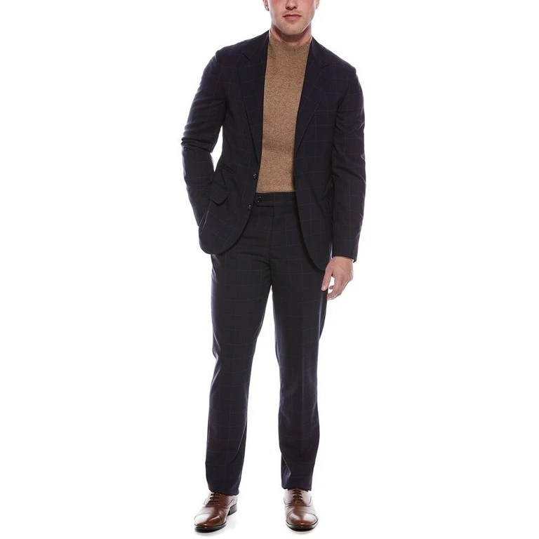 Navy Checkered Tailored Blazer