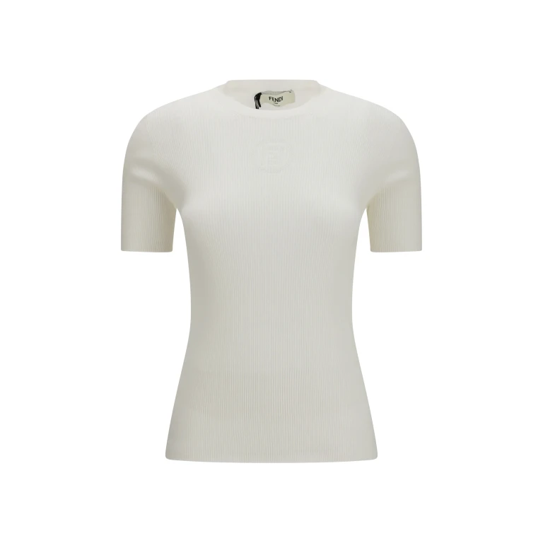 Short-Sleeve Cotton Sweater Off White