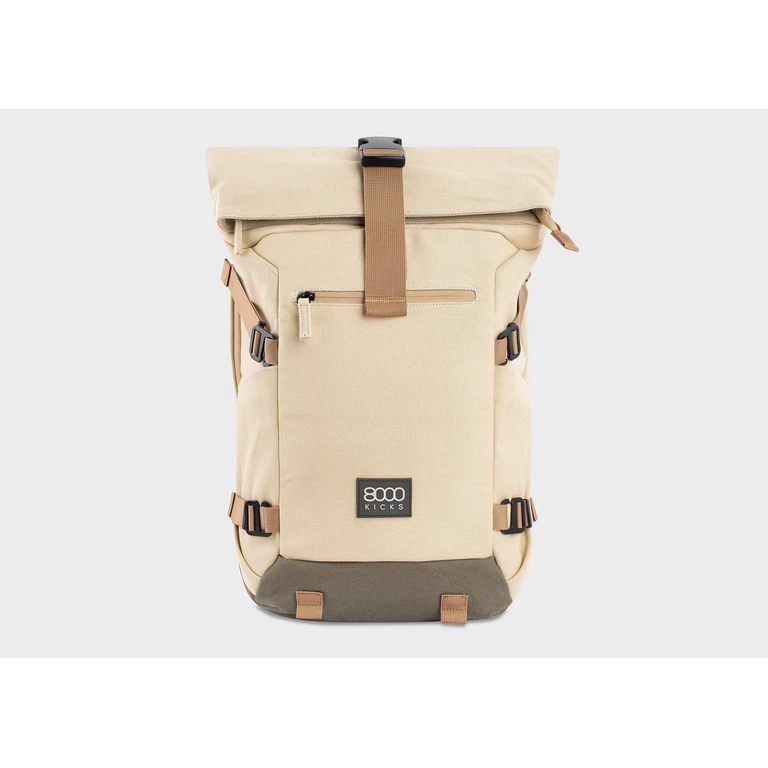 Nomad Hemp Rolltop Backpack in Beige and Green