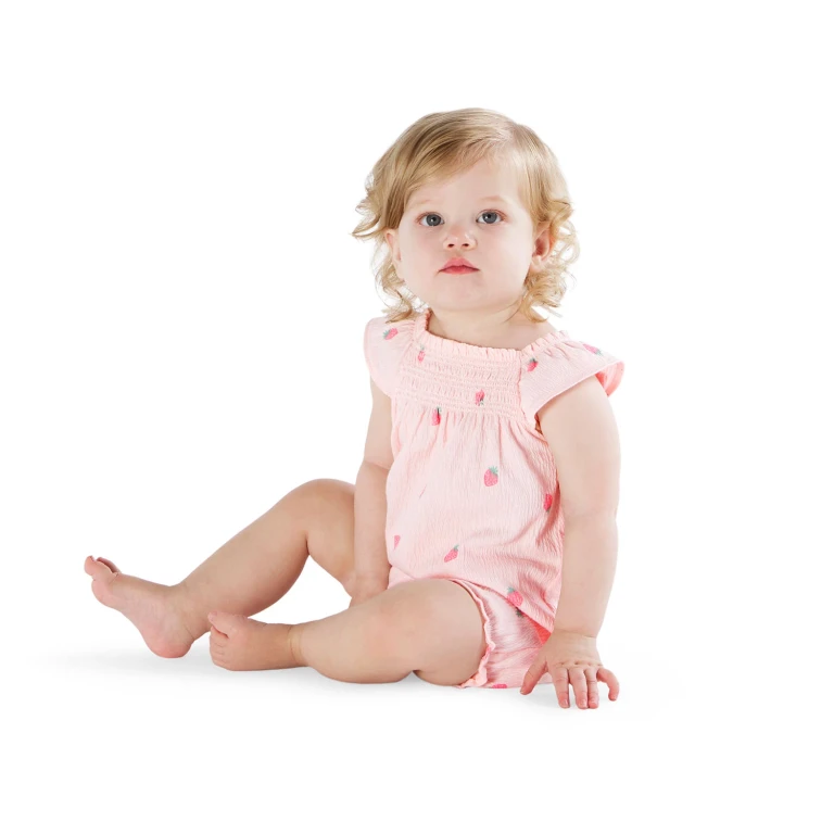 Girls Romper Pink 6M:- Pink, 6M