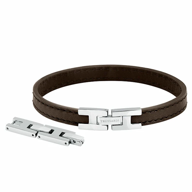 Dark Brown Leather Bracelet T-Leather Tjaxz02 Fashionable