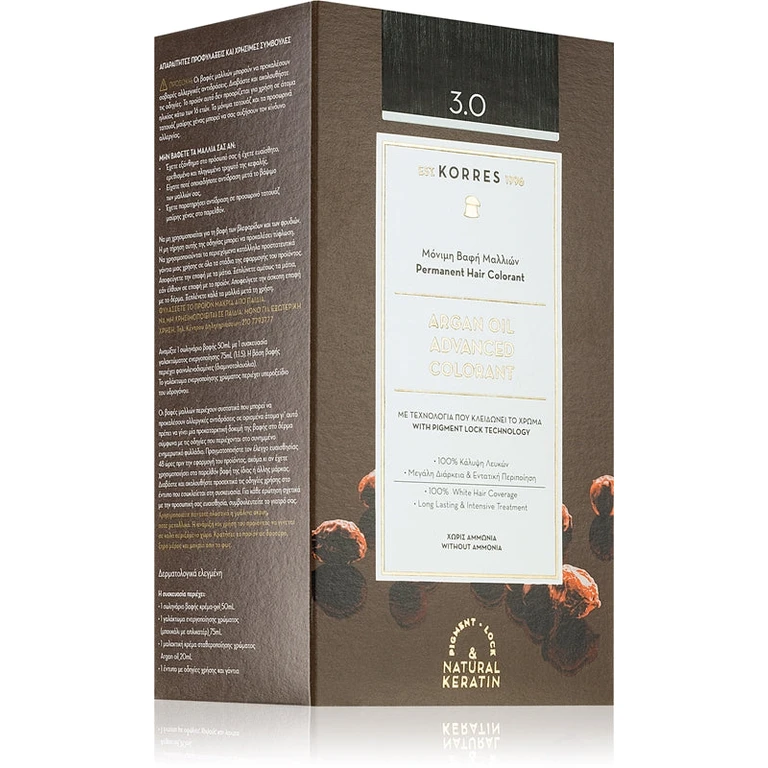 Argan Oil permanent hair dye with argan oil color 3.0 dark brown