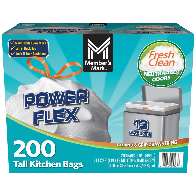 Power Flex 13-Gallon Tall Kitchen Trash Bags, Fresh Scent, 200 ct.