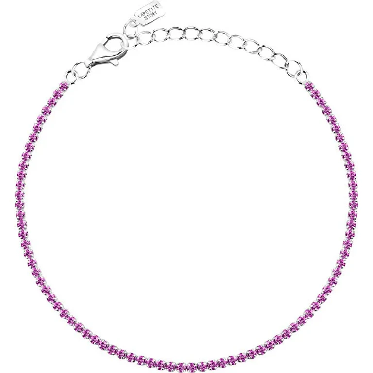 Silver Tennis Bracelet With Pink Zirconia Silver Lps05Awv65