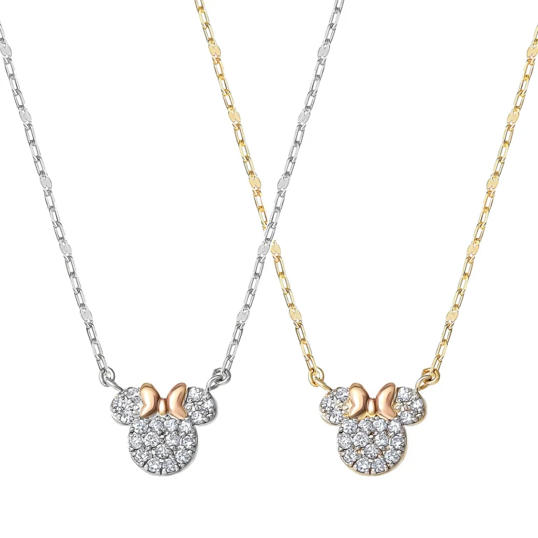 0.23 CT. T. W. Diamond Minnie Mouse Necklace in 14K Yellow Gold:- Yellow Gold