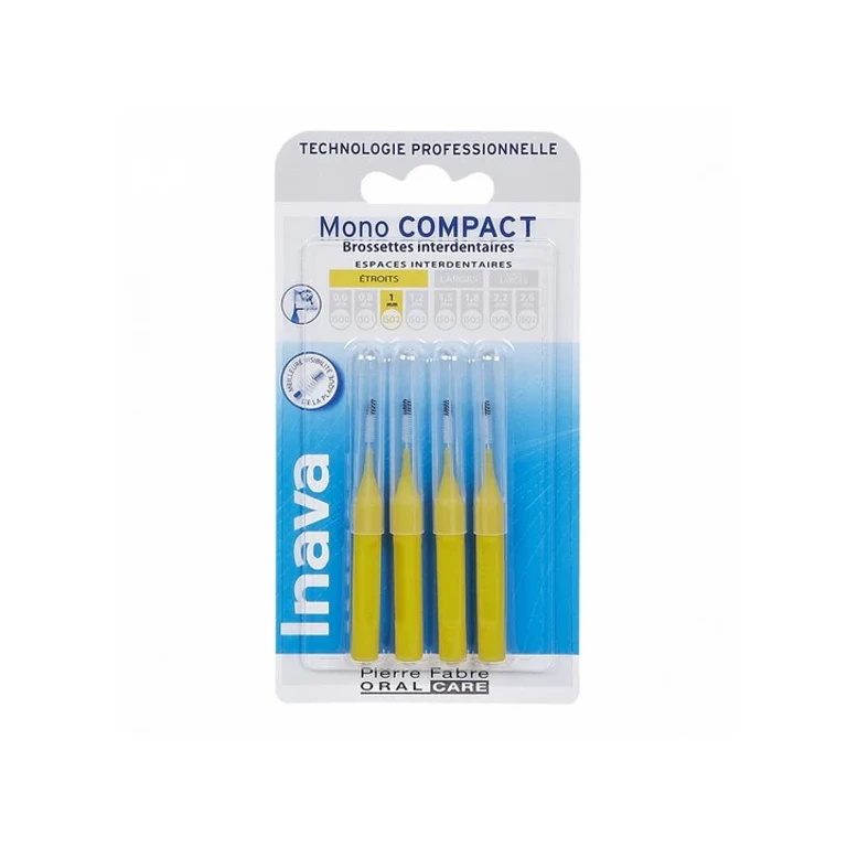 Mono Compact Interdental Brushes Narrow 1mm Yellow x4