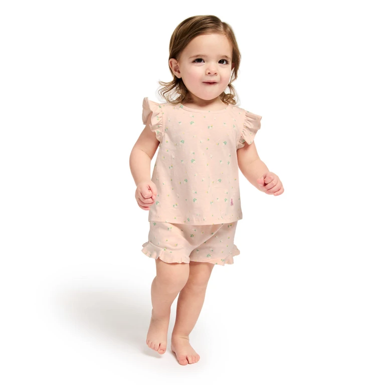 Girls 2Pc Outfit Set Pink 12M:- Pink, 12M