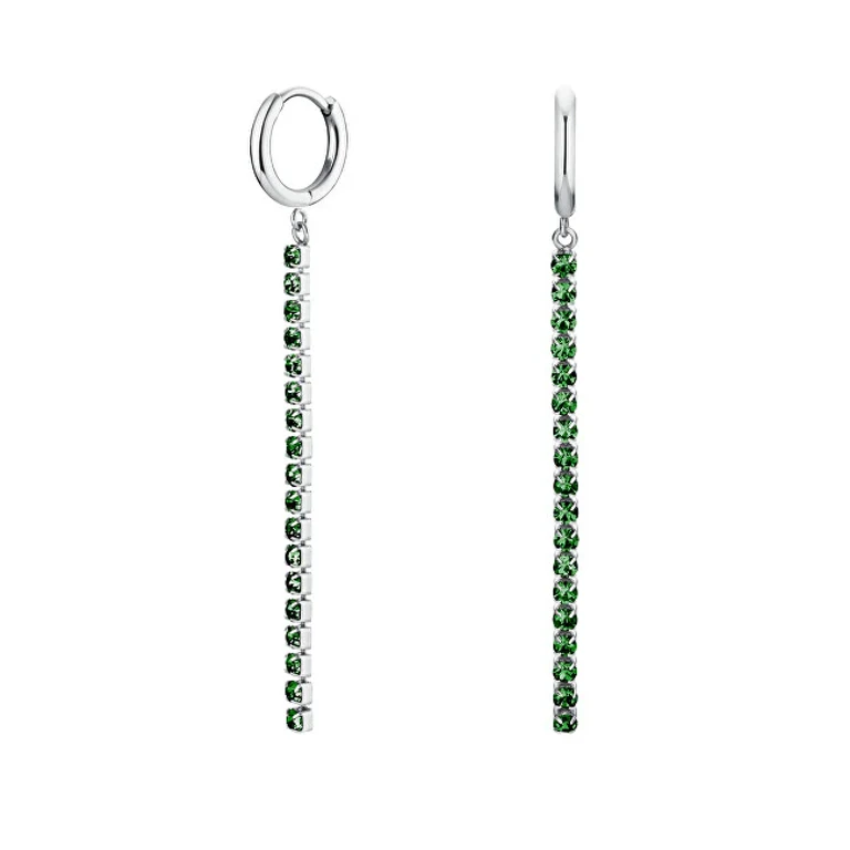 Delicious Stainless Steel Earrings with Green Crystals Tennis Jetes-J926