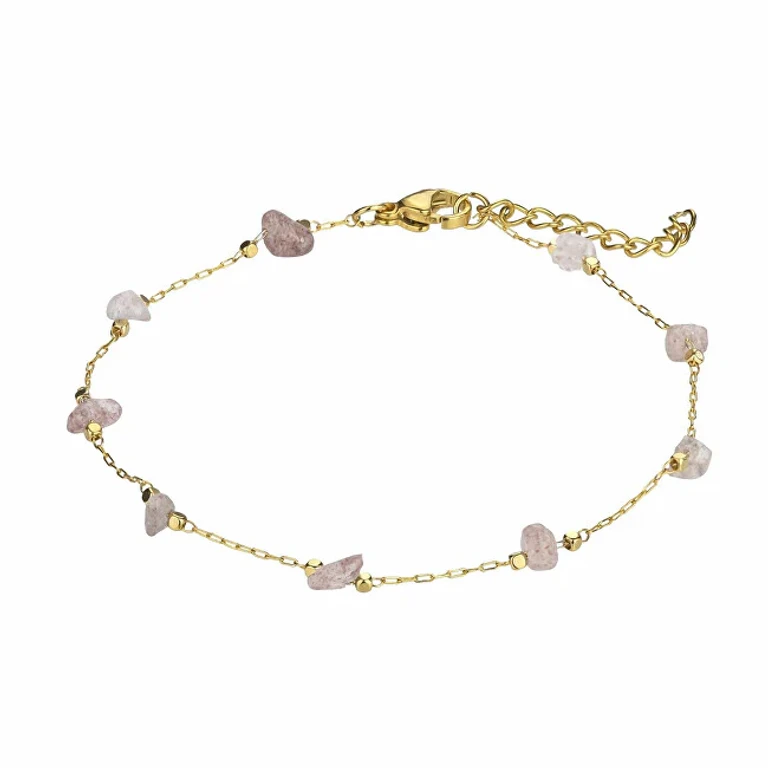Gold-Plated Bracelet Combined With Rose Quartz Ewb23021G