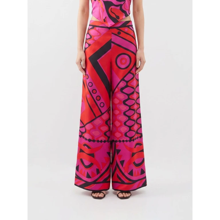 Printed Silk Palazzo Pants (6HRT026H871018)