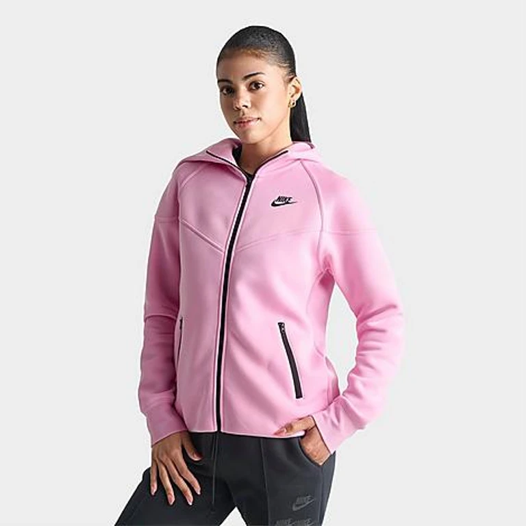 Women's Sportswear Tech Fleece Windrunner Full-Zip Hoodie in Pink Rise/Black Size: XS