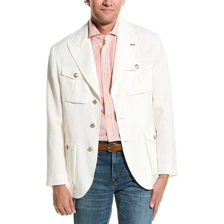 White Tailored Jacket With Pockets