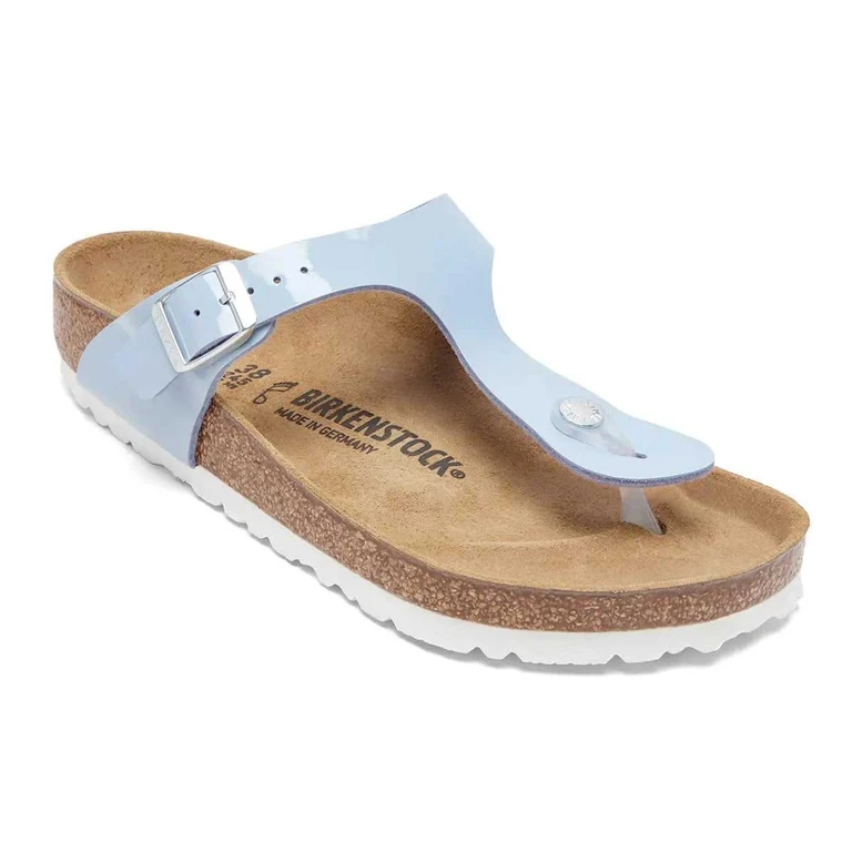 Gizeh Birko-Flor Patent Dove Blue Sandals