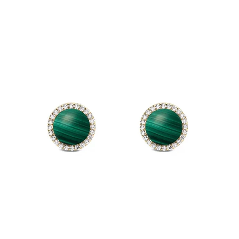 Audrey DW00401407 Gold Malachite and Crystal Stud Earrings