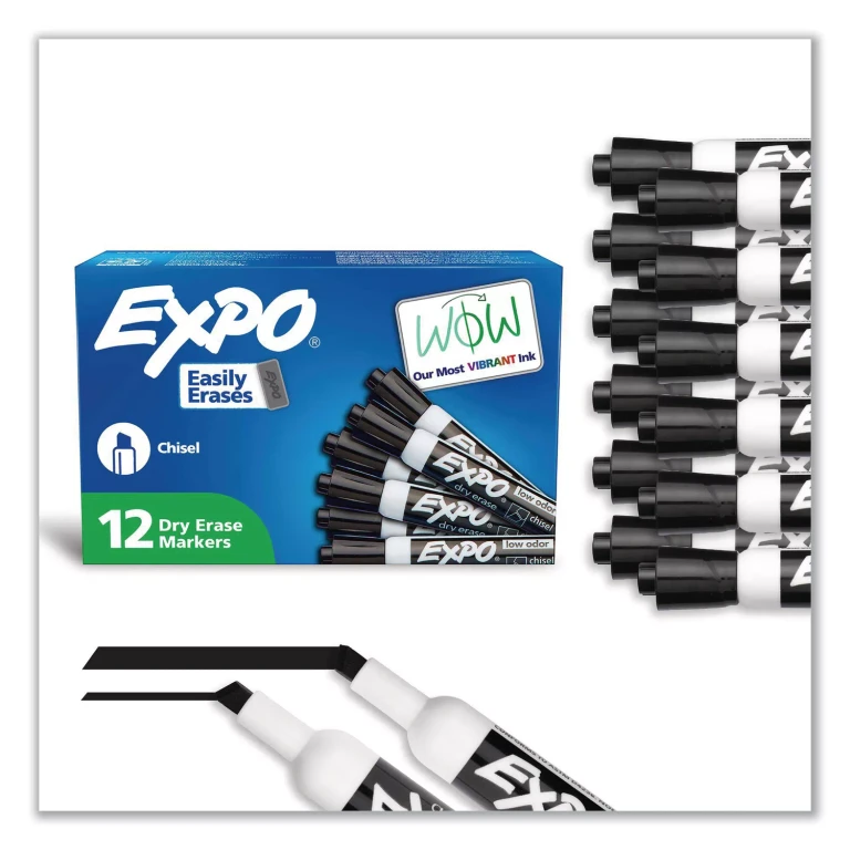 Low Odor Dry Erase Markers, Select Color (Chisel Tip):- Black