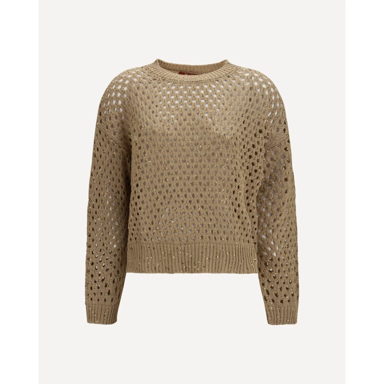 Open knit cotton Sweater with sequins Female M
