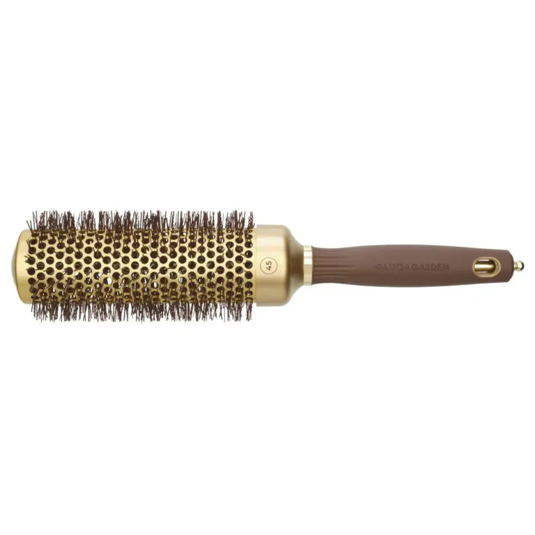 Round brush Expert Blowout Shine with gold and brown wavy bristles (45 mm)