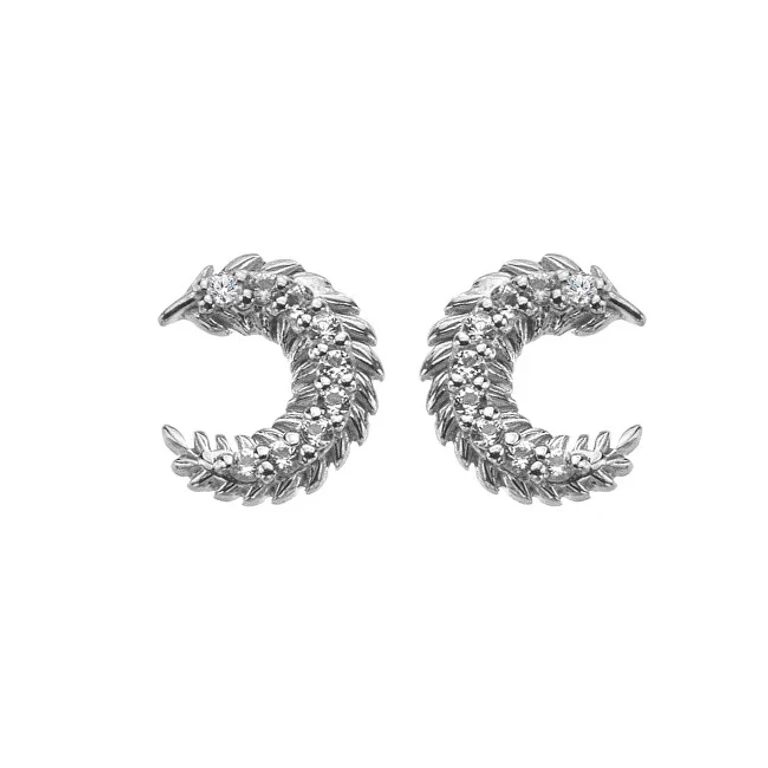 Delicate Silver Earrings With Diamonds And Topazes Selene De866