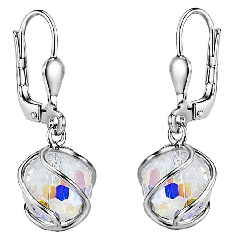 Sparkling Drop Earrings With Crystals Swarovski ® Silvegob31644