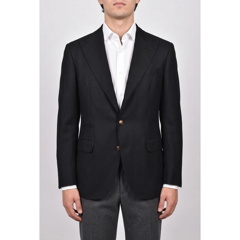 Black Wool Blend Tailored Blazer