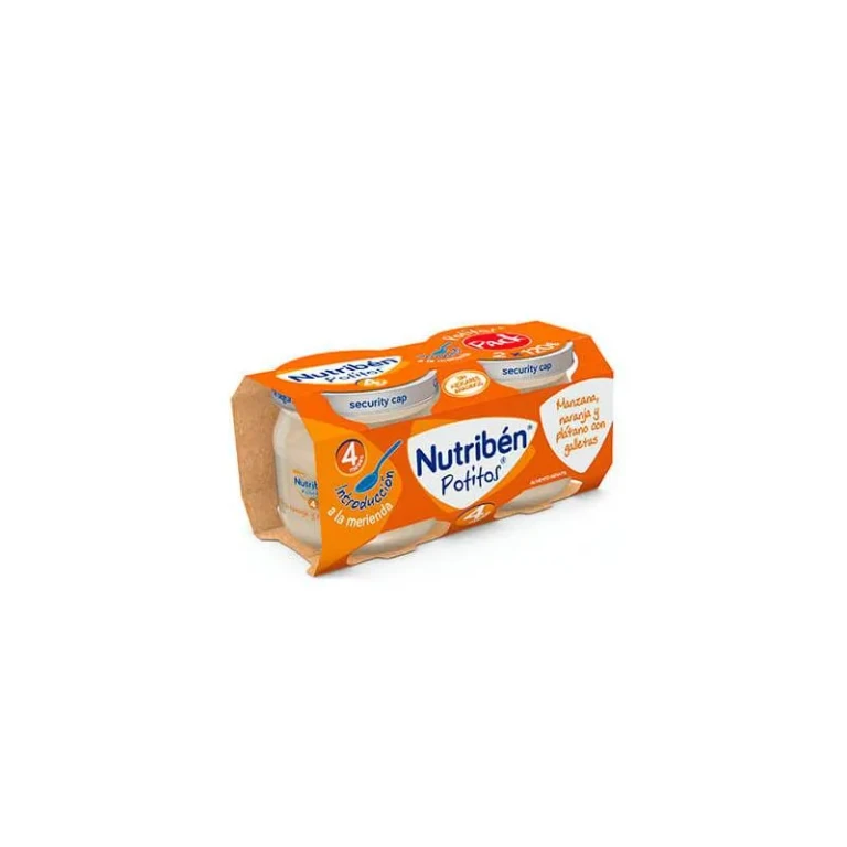 Nutribén Baby Food Twin Pack Apple, Orange, Banana, and Biscuit 2x 120g