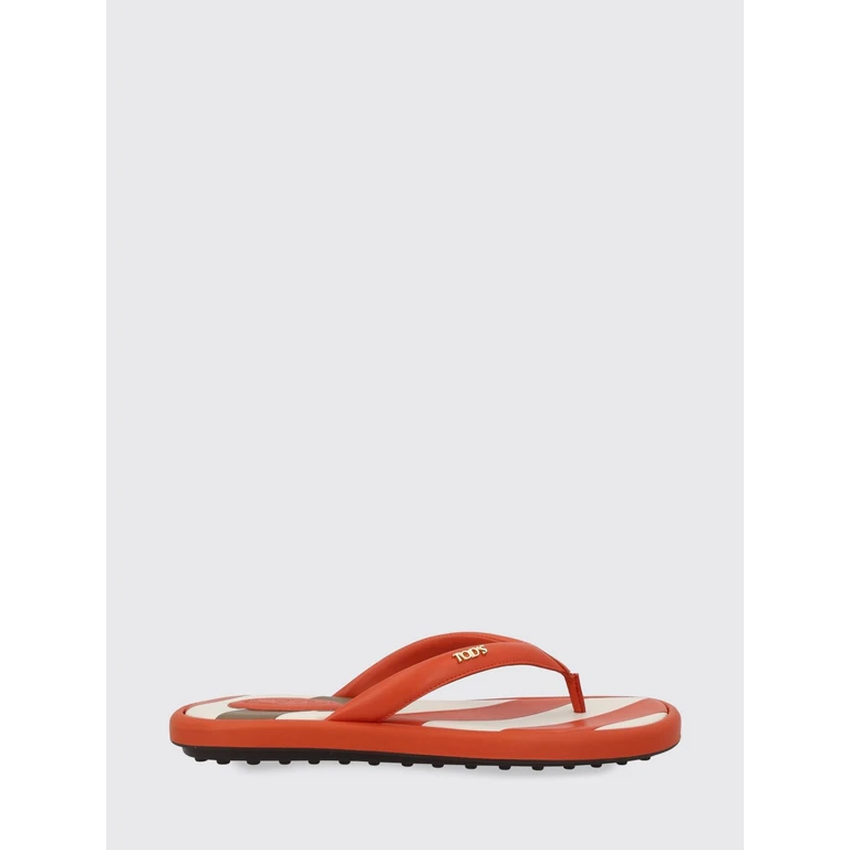 Tod's 오렌지 레더 통 샌들