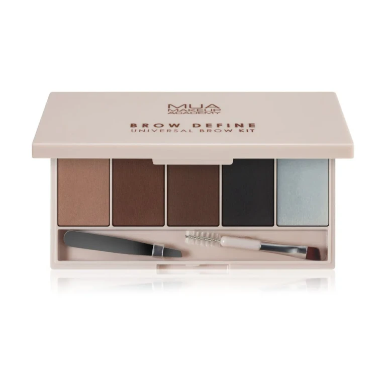 Define eyebrow palette with powder eyeshadow shades with applicator