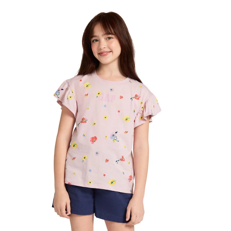 Kids Girls Graphic Tee Pink M 7/8:- Pink, M 7/8