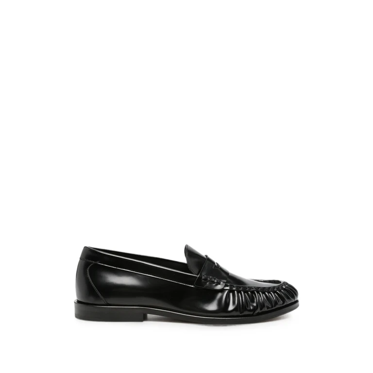 Ruched-detail Leather Loafers
