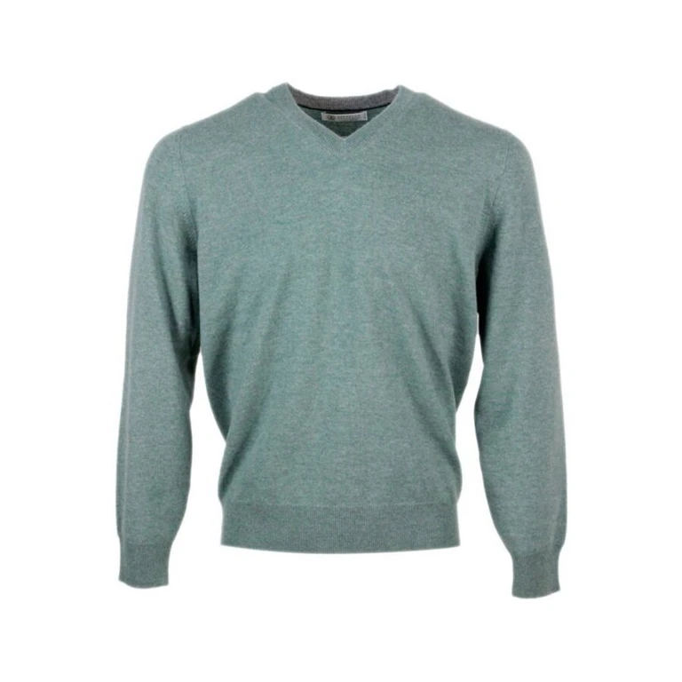 Denim Cashmere V-Neck Sweater