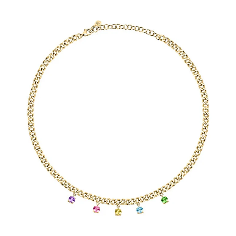 Golden Luxury Necklace with Crystals Poetica Sauz01
