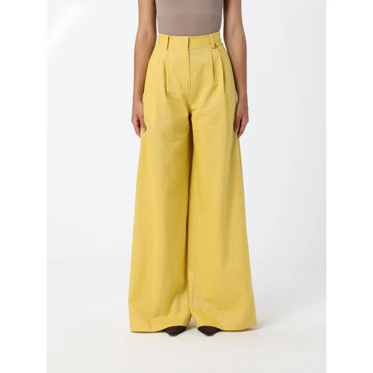 High-Waisted Palazzo Trousers in a Linen and Cotton Blend (261AT207313459)