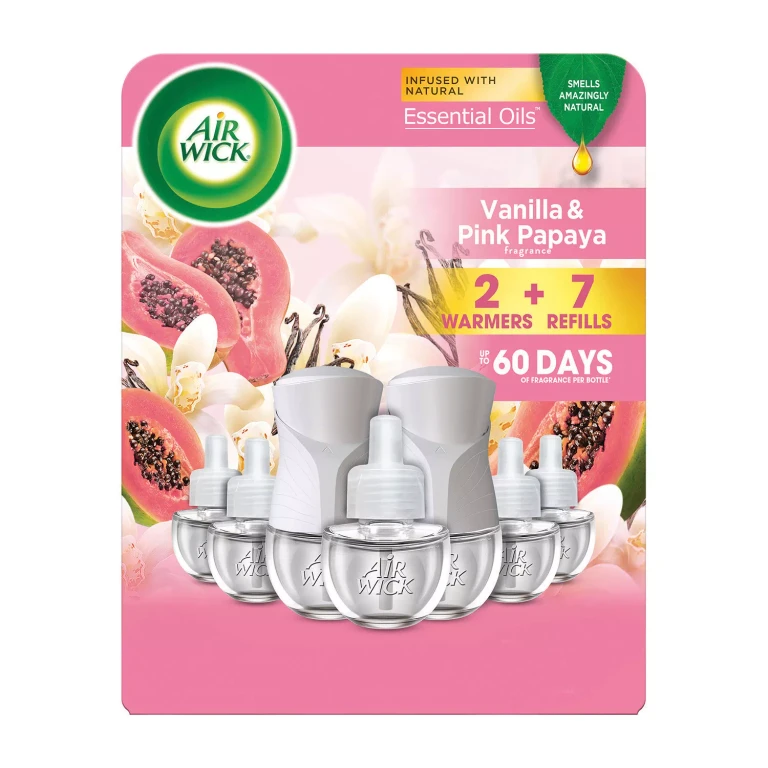Plug In Scented Oil Air Freshener, Vanilla & Pink Papaya, 2 Warmers +7 Refills