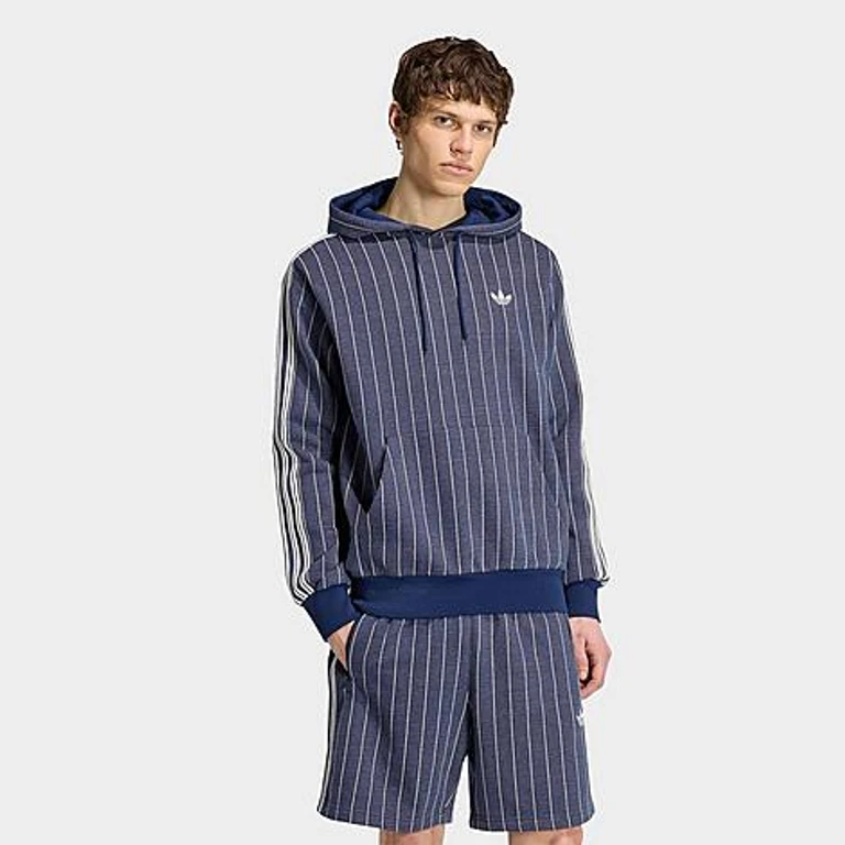 Men's Originals Pinstripes Pullover Hoodie in Night Indigo Size: XS