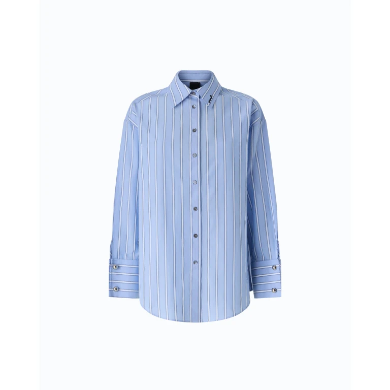 Chemise à rayures en popeline avec poignets bijou - XXS