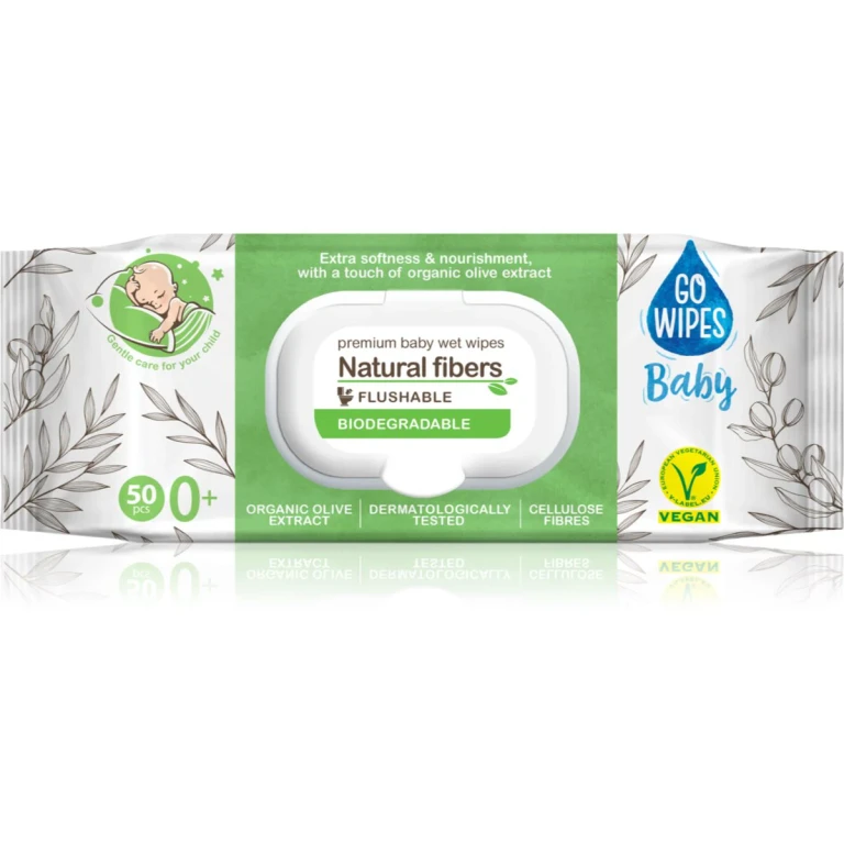 Baby Natural Fibers Wet Wipes For Children For Sensitive Skin 0+ 50 Pcs