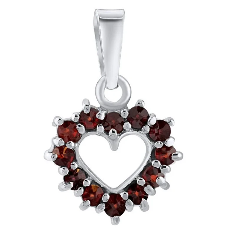 Heart-Shaped Silver Pendant With Real Czech Garnets Silvegob180041