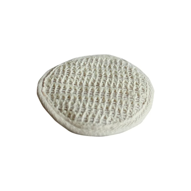 Round Face Pad in Raw Ramie For una complete facial cleansing