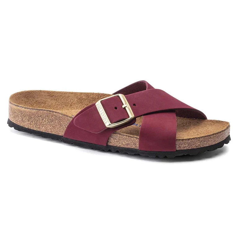 Women's Siena Soft Footbed Nubuck Maroon Sandals