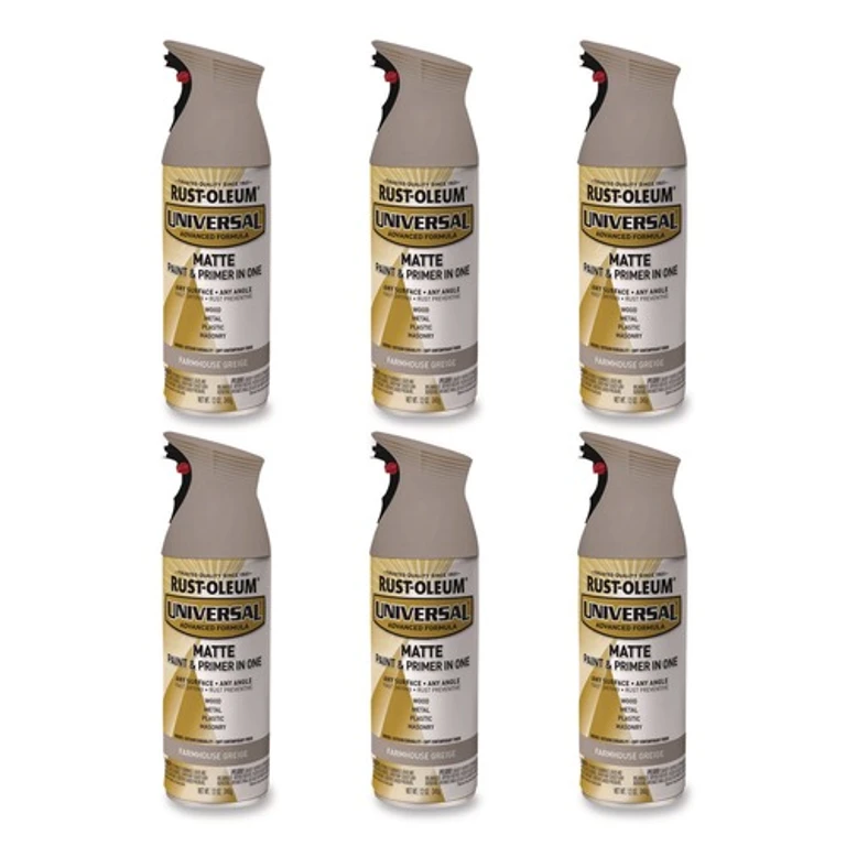 376724 Universal Premium Spray Paint, Matte Greige, 12 oz Aerosol Can, 6/Carton