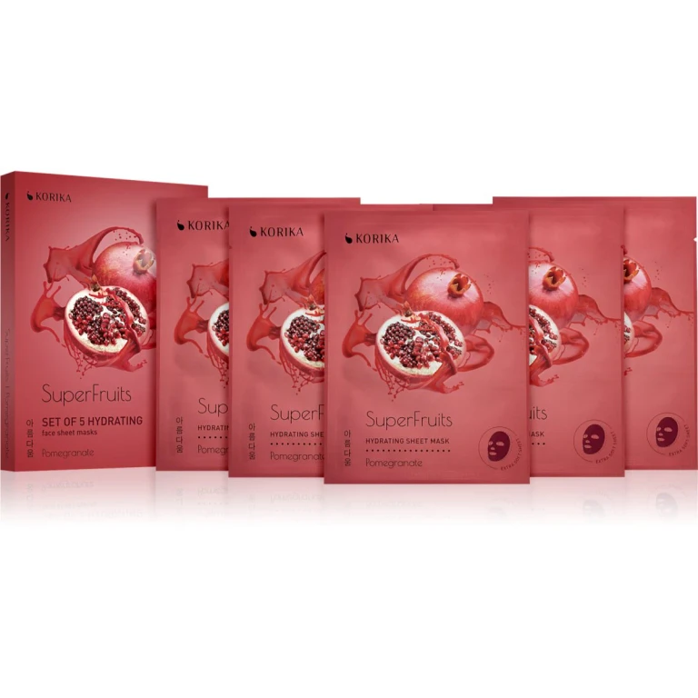 SuperFruits Pomegranate - Set of 5 Hydrating Facial Sheet Masks with Moisturizing Effect 5×25g