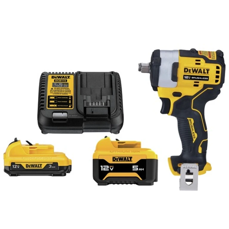 12V MAX XTREME Brushless 1/2 in. Cordless Impact Wrench with 2-Piece Lithium-Ion Batteries and Charger Starter Kit Bundle (3 Ah/5 Ah)