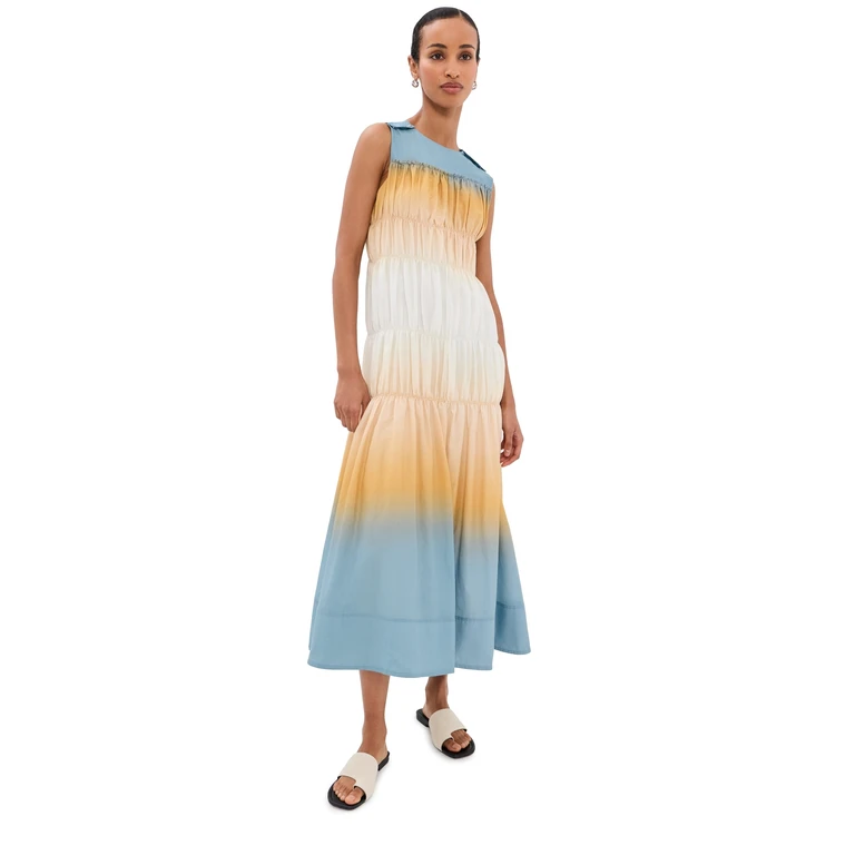 Ombre Voile Gathered Maxi Dress Storm Canyon Multi 0