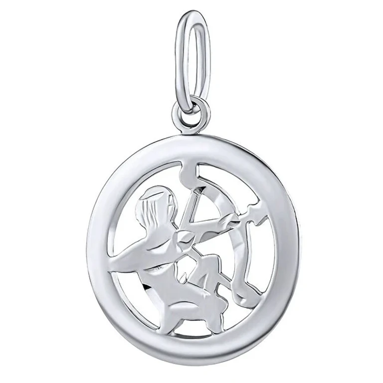 Silver Pendant Zodiac Sign Sagittarius - Round Silvegob10283S12