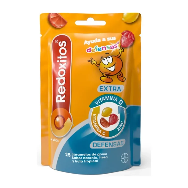 Redoxitos Extra Defenses 25 Gummy Candies with Orange, Strawberry, and Tropical Fruit Flavor
