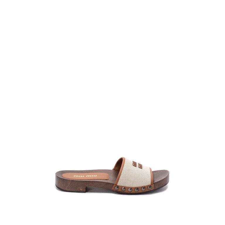 Canvas And Leather Clogs
